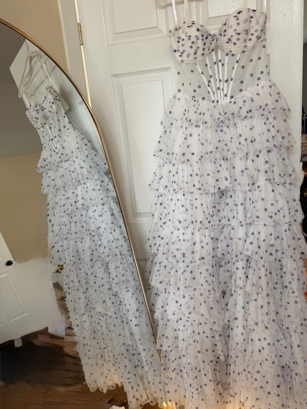 NWT Jovani PROM Polkadot Ruffle Dress ~ Size 4, NOT YET AVAILABLE IN STORES
